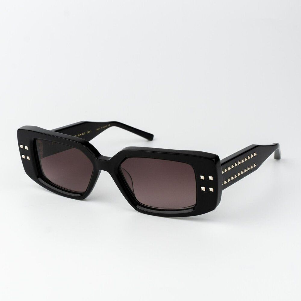 Valentino Men Sunglasses Black Gold Rose Square V - CINQUE VLS-108A-53